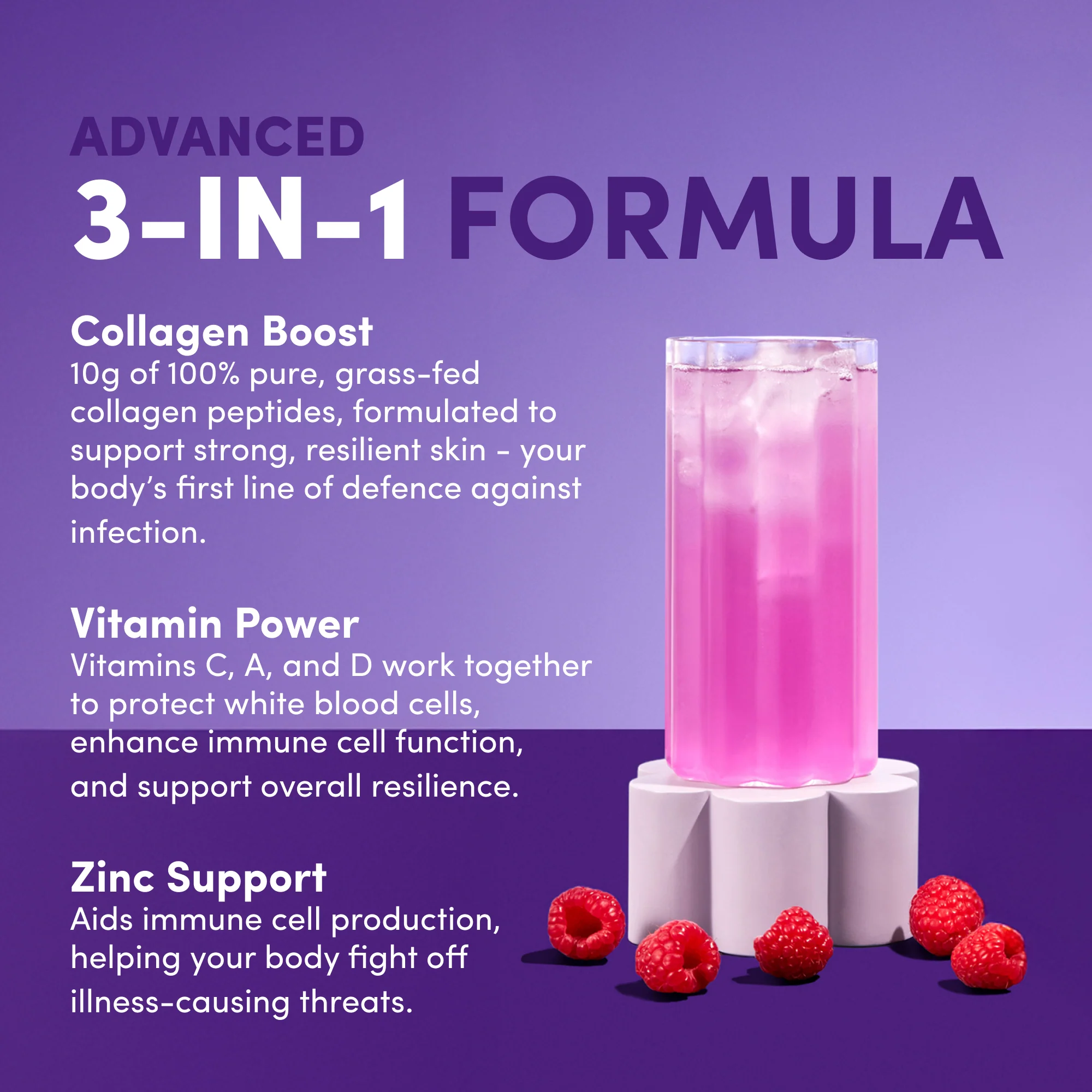 Immunity Collagen Peptides - Elderberry & Raspberry 208g - Image 3